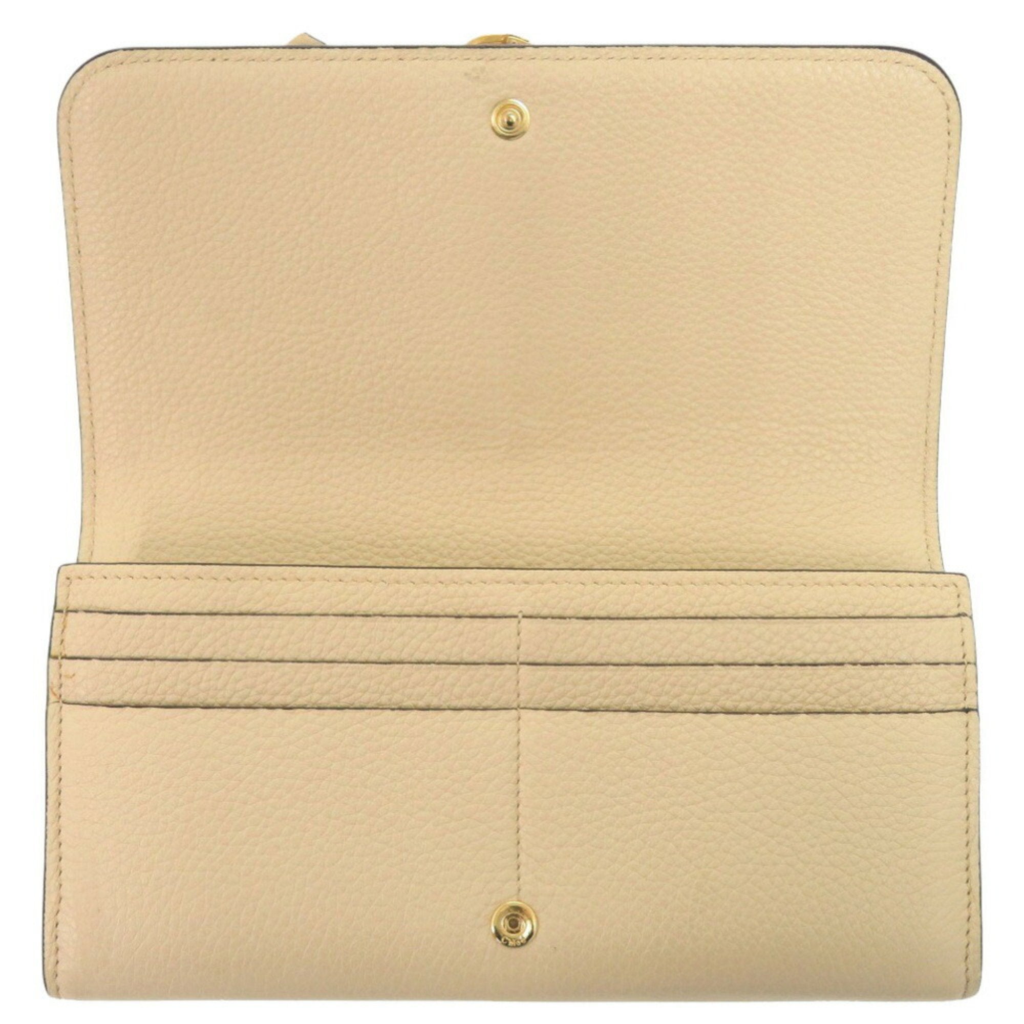 Chloé Beige Leather Long Wallet (Bi-Fold) (Pre-Owned)