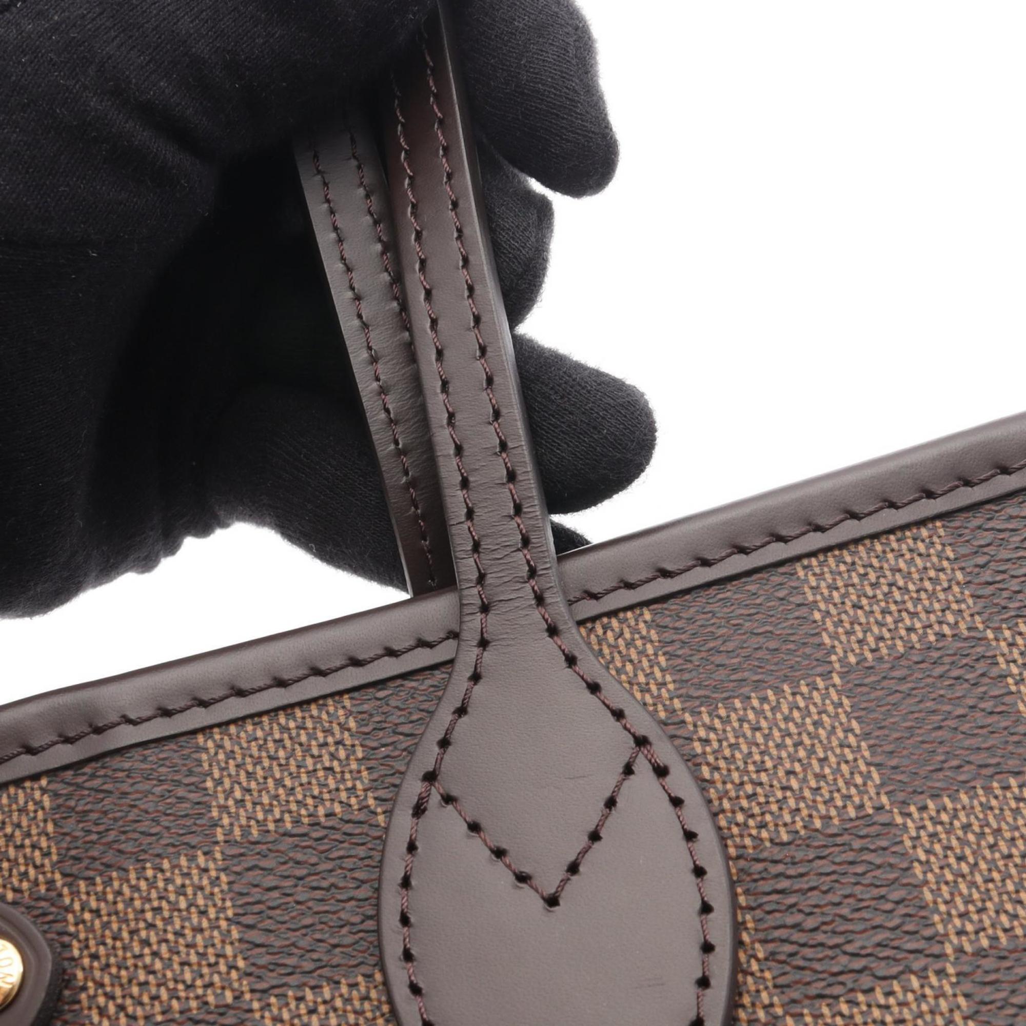 Louis Vuitton Brown Ebene Coated Canvas Leather Handbag Pouch Tote Bag