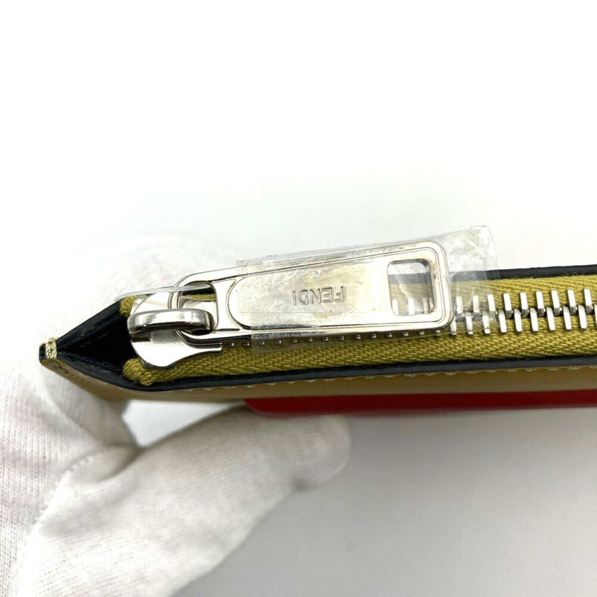 Fendi Yellow Leather Clutch Bag