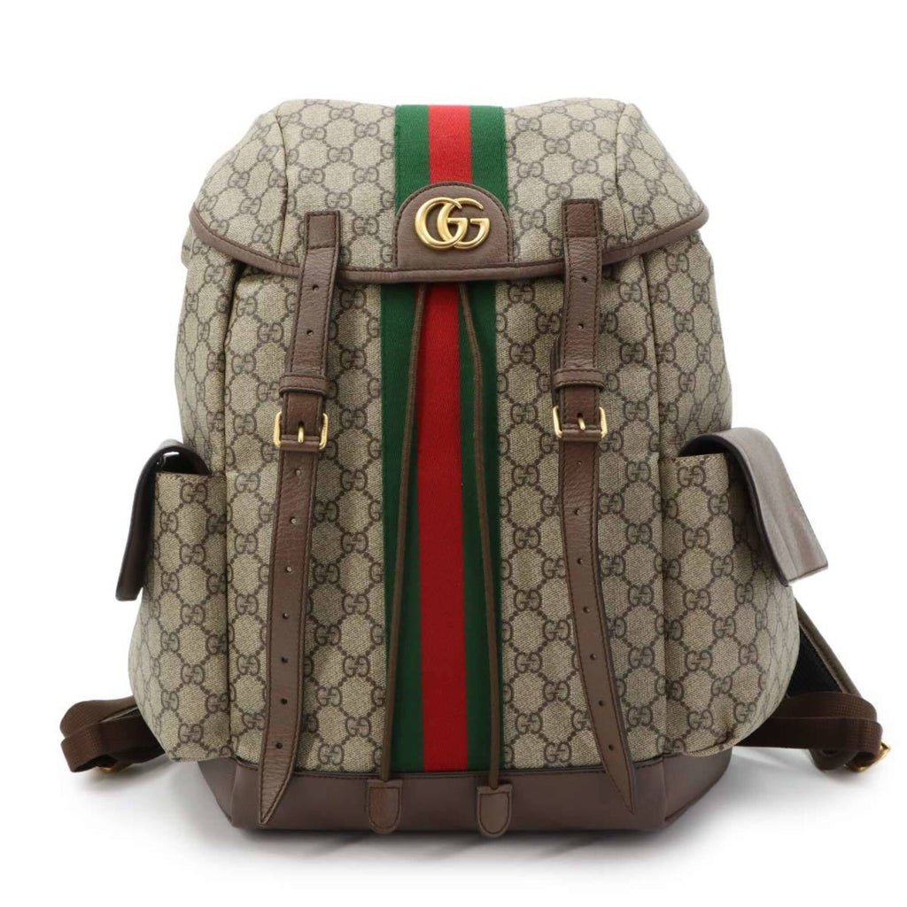 Gucci Beige Brown Gg Supreme Leather Backpack (Pre-Owned)