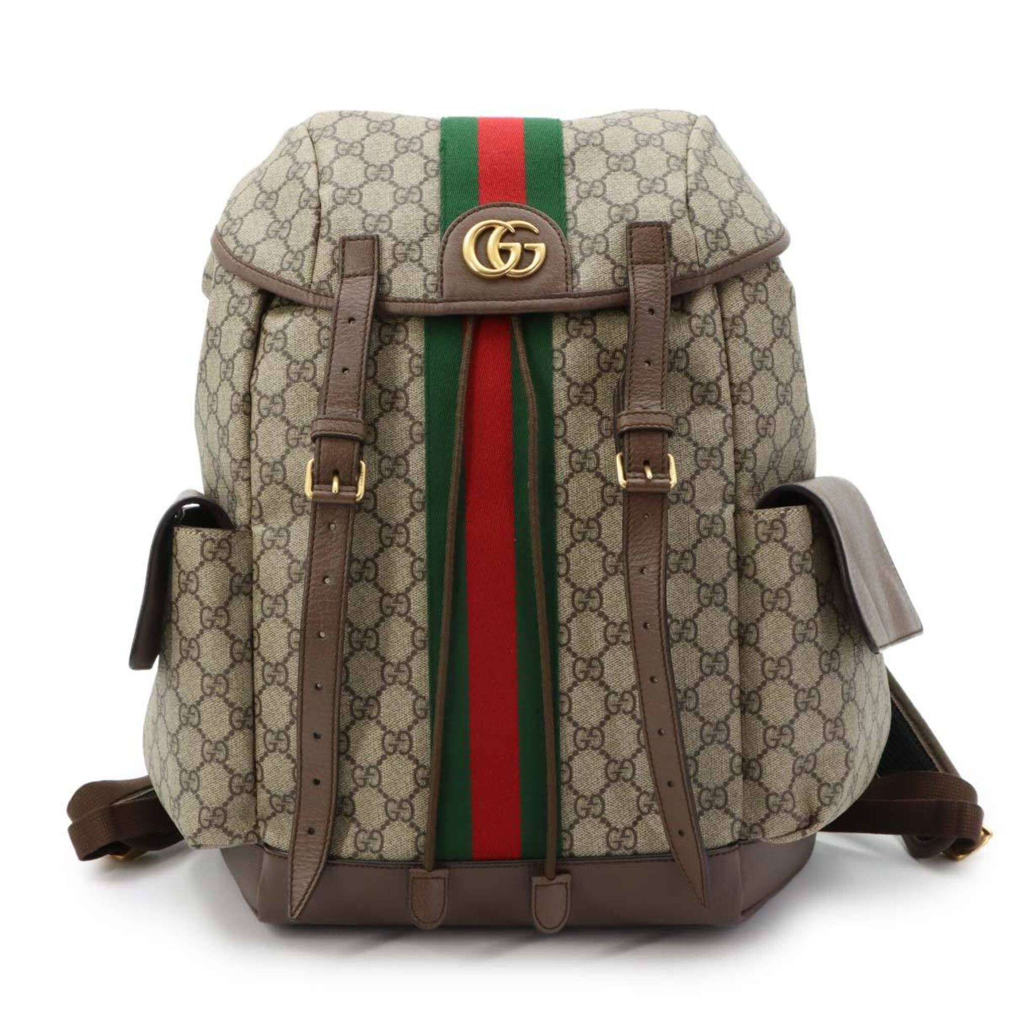 Gucci Beige Brown Gg Supreme Leather Backpack (Pre-Owned)