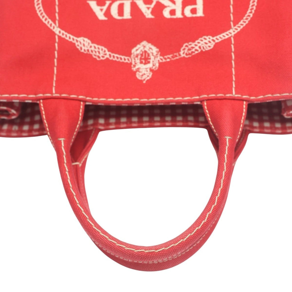 Prada Red Color Canvas Tote Bag