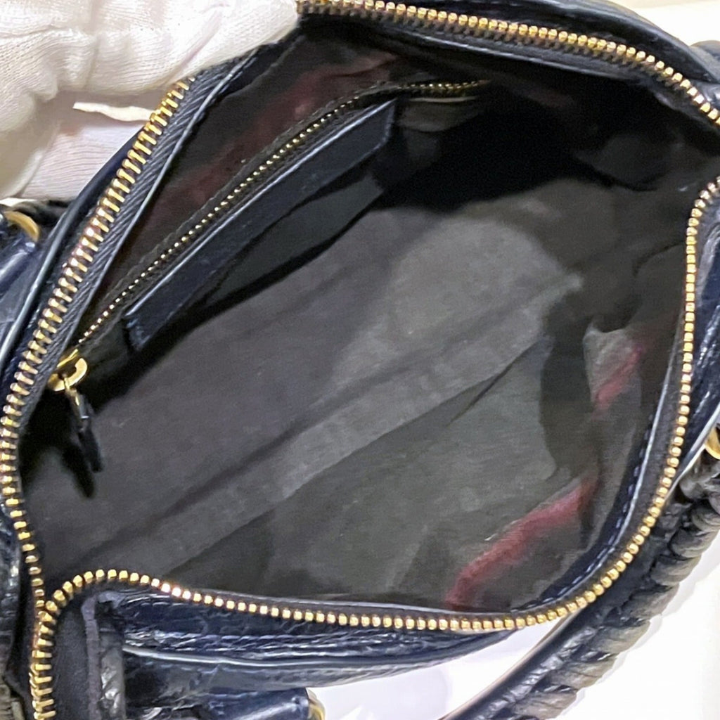 Balenciaga Navy Leather Hand
