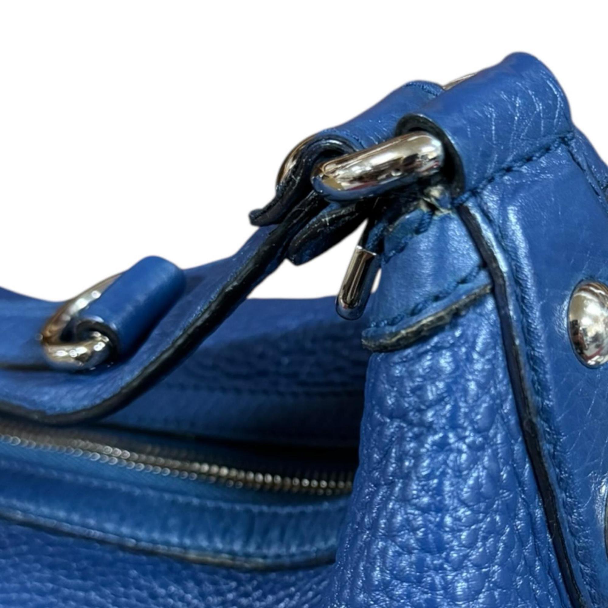 Gucci Blue Leather Shoulder Bag Tote Bag (Pre-Owned)