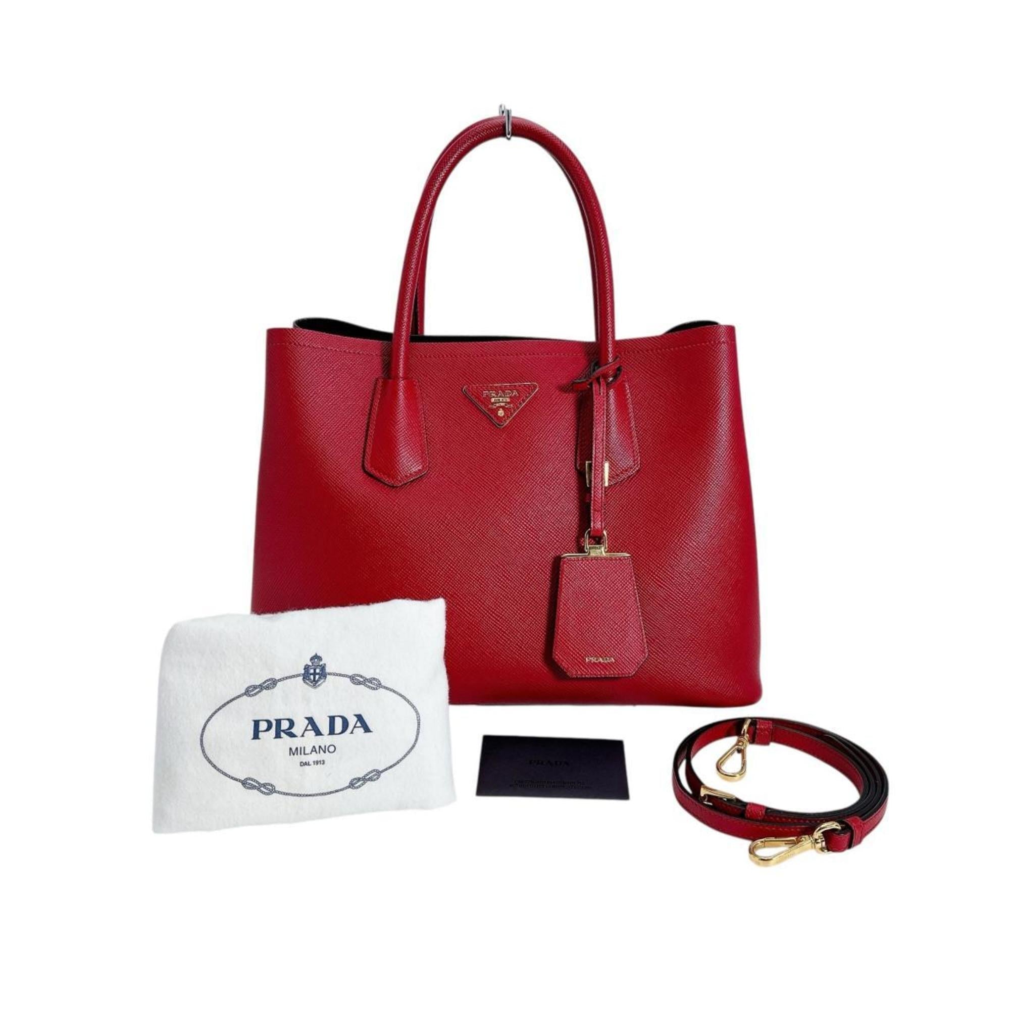 Prada Red Color Leather Handbag Shoulder Bag
