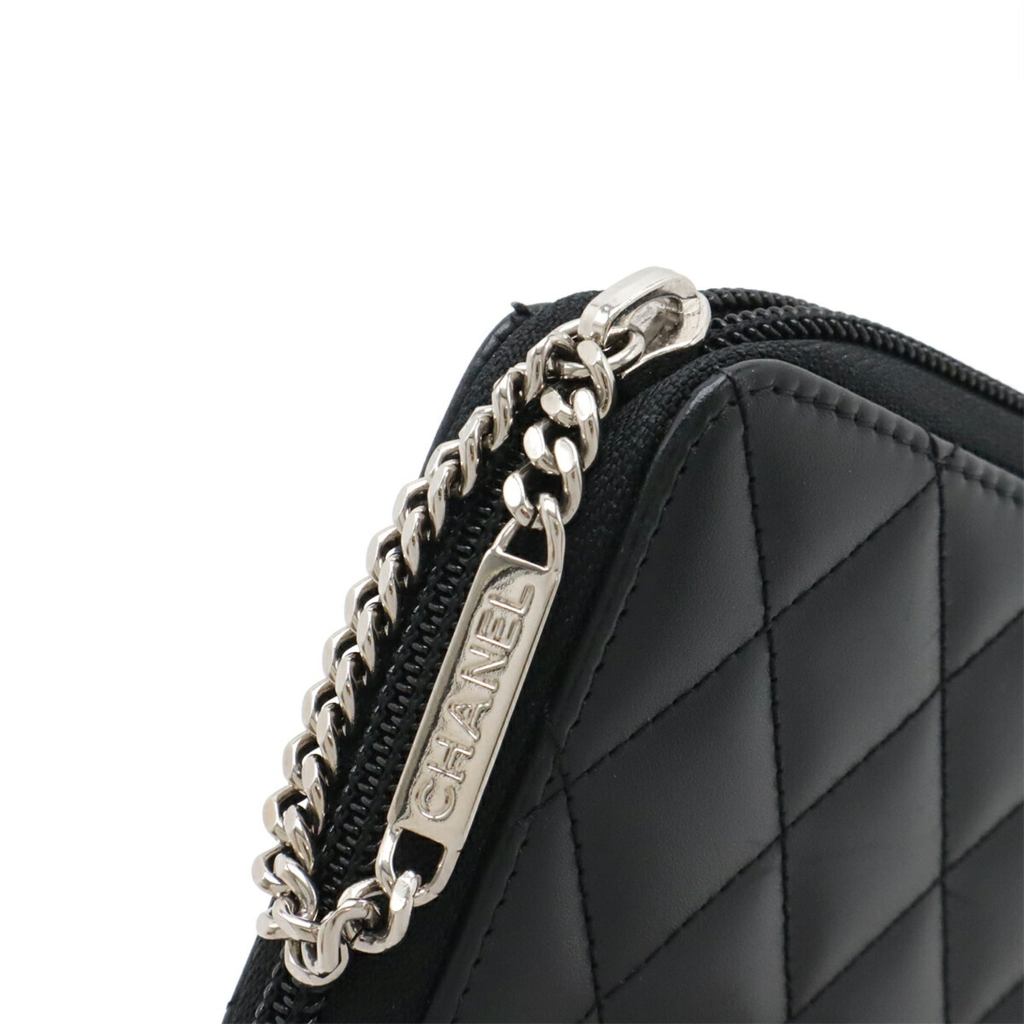 Chanel Black Pink Leather Long Wallet (Bi-Fold)