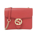 Gucci Red Color Leather Shoulder Bag (Pre-Owned)
