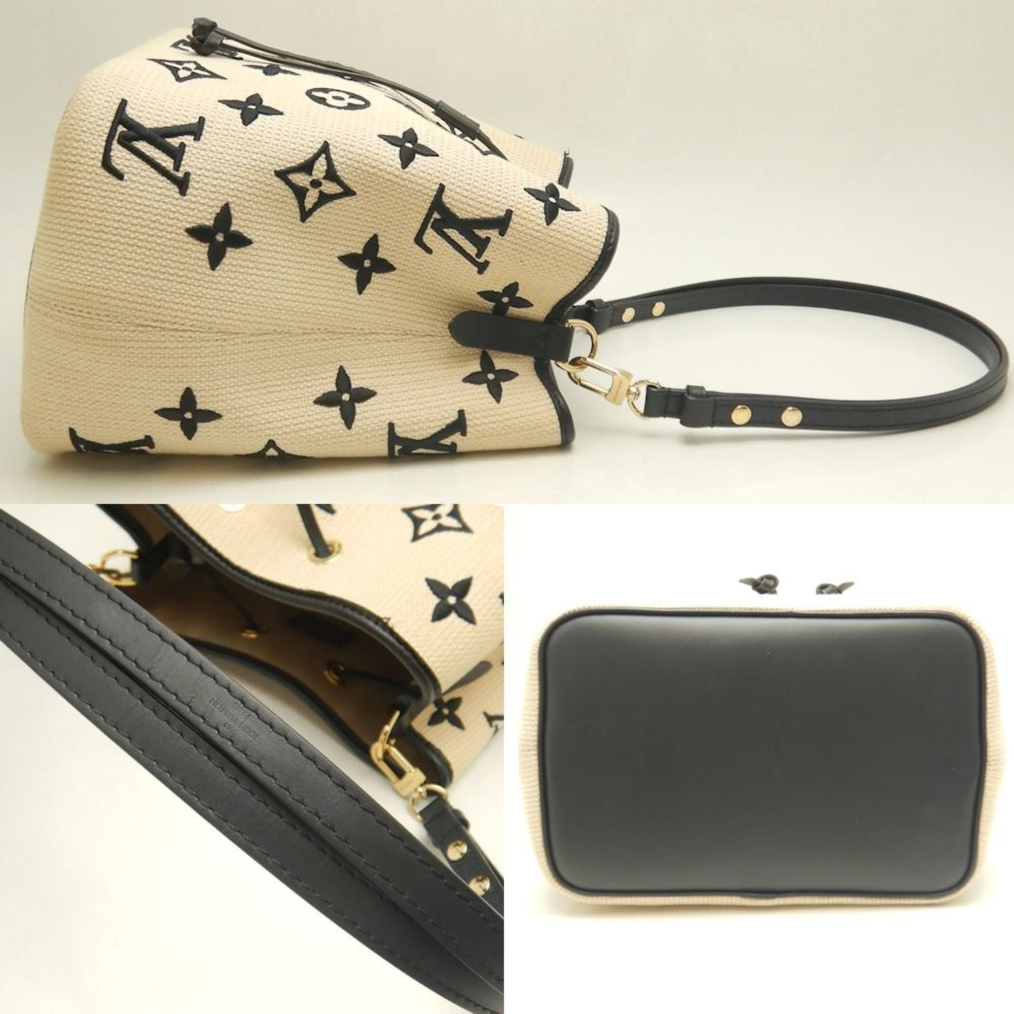 Louis Vuitton Beige Noir Cotton Canvas Leather Shoulder Bag