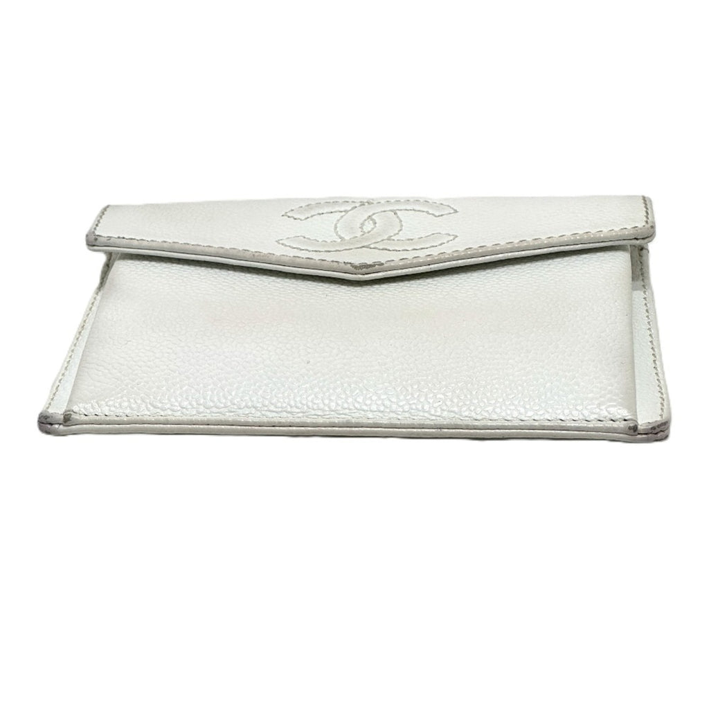 Chanel White Grained Calfskin Wallet (Bi-Fold)