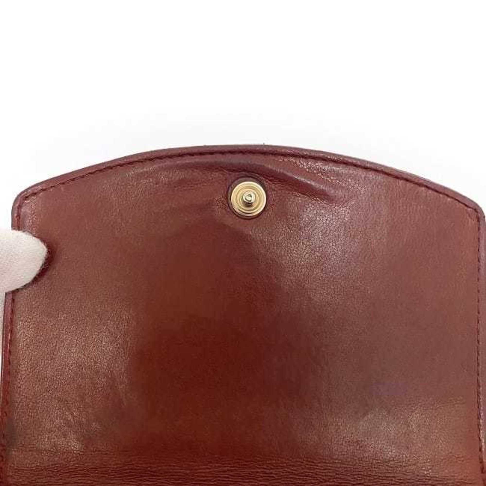 Chanel Red Color Grained Calfskin Leather Wallet (Bi-Fold)