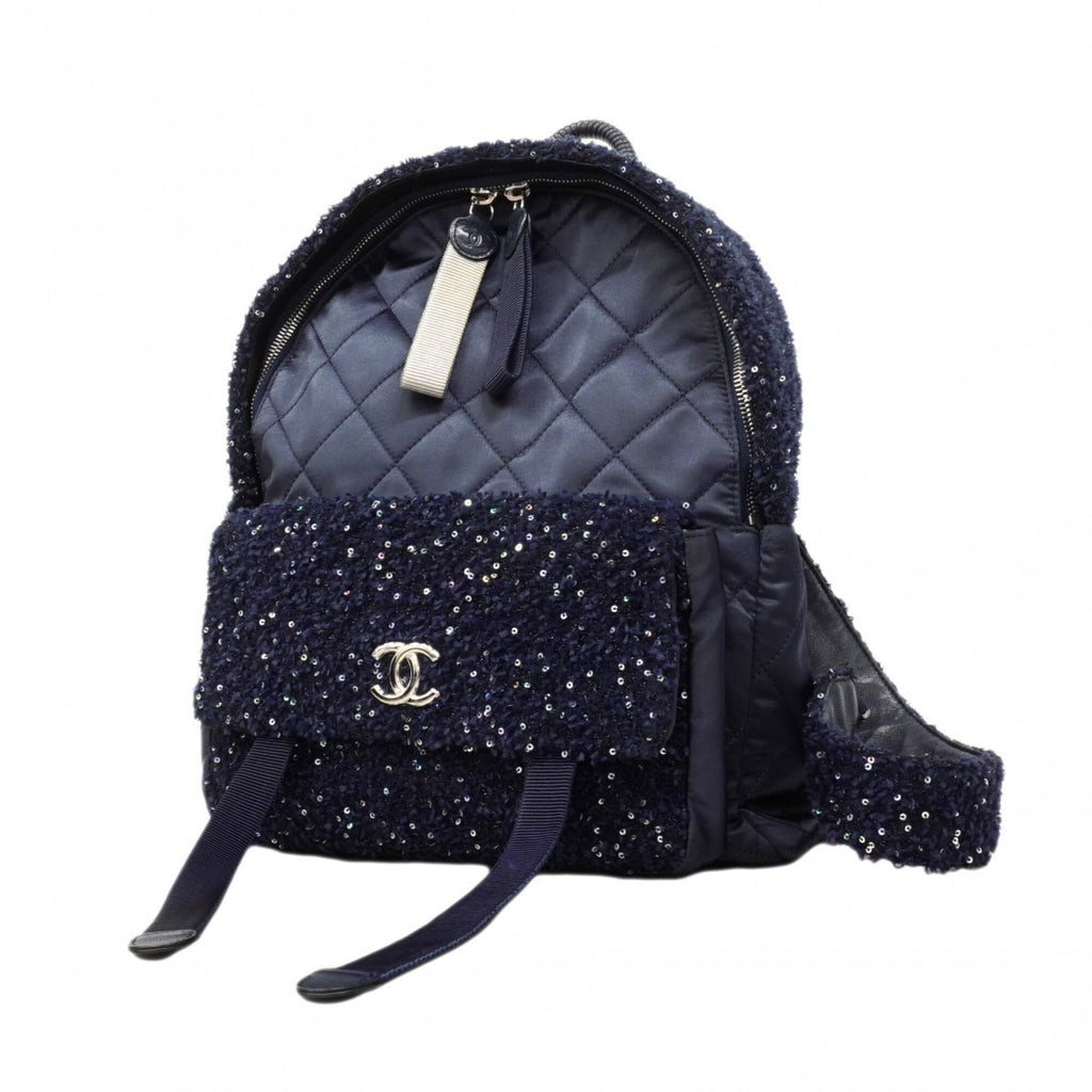 Chanel Navy Nylon Tweed Backpack