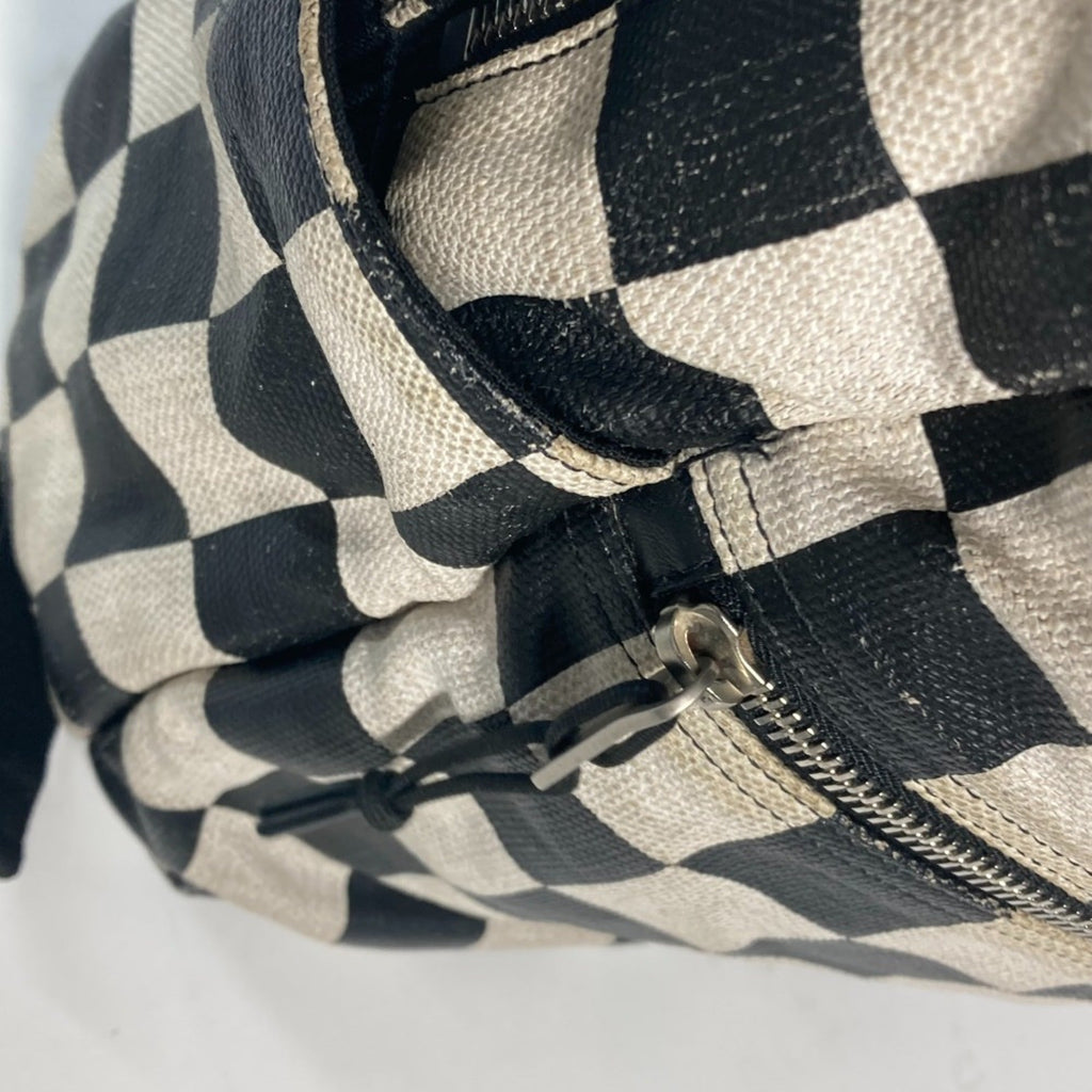 Saint Laurent Beige Black Coated Canvas Leather Backpack (Pre-Owned)