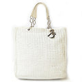 Christian Dior Lady Dior Silver White Leather Tote Bag (Pre-Owned)