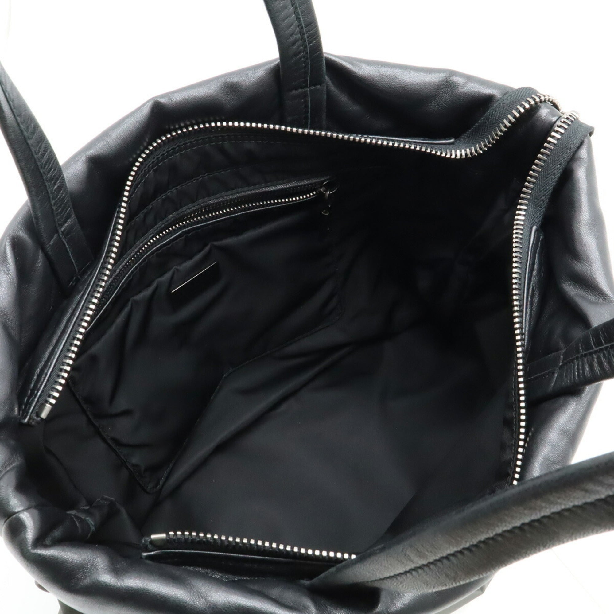 Prada Black Gray Nero Nylon Leather Tote Bag