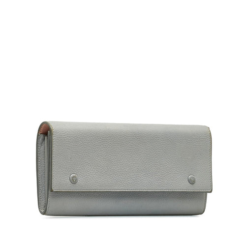 Celine Gray Leather Long Wallet (Bi-Fold)