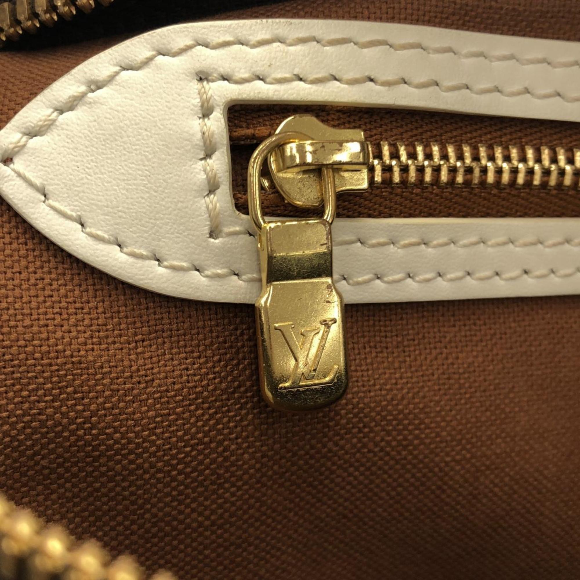 Louis Vuitton Brown Marron White Coated Canvas Boston Bag
