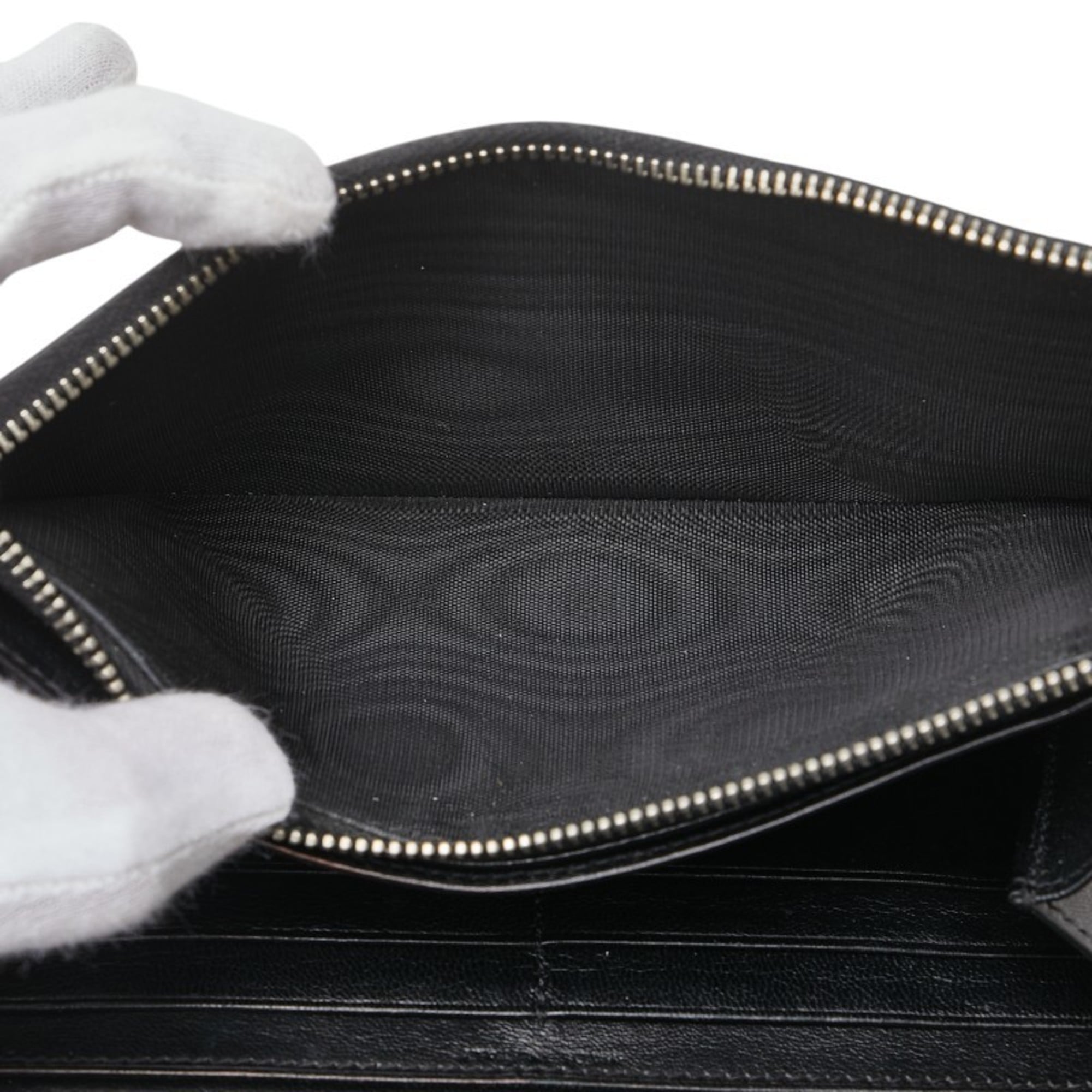 Saint Laurent Black Leather Long Wallet (Bi-Fold) (Pre-Owned)