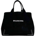 Balenciaga Black Cotton Canvas Leather Tote