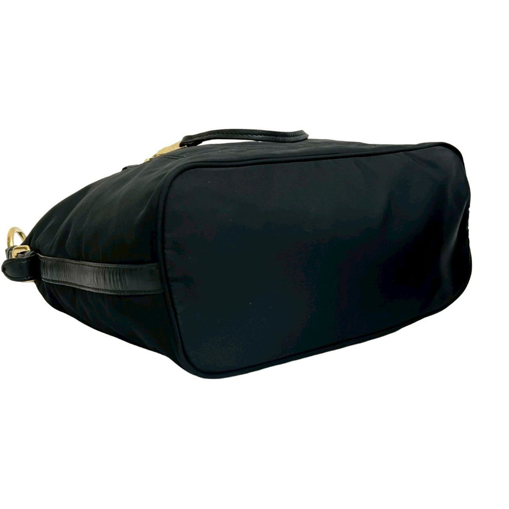 Prada Black Nylon Leather Handbag Shoulder Bag Tote Bag