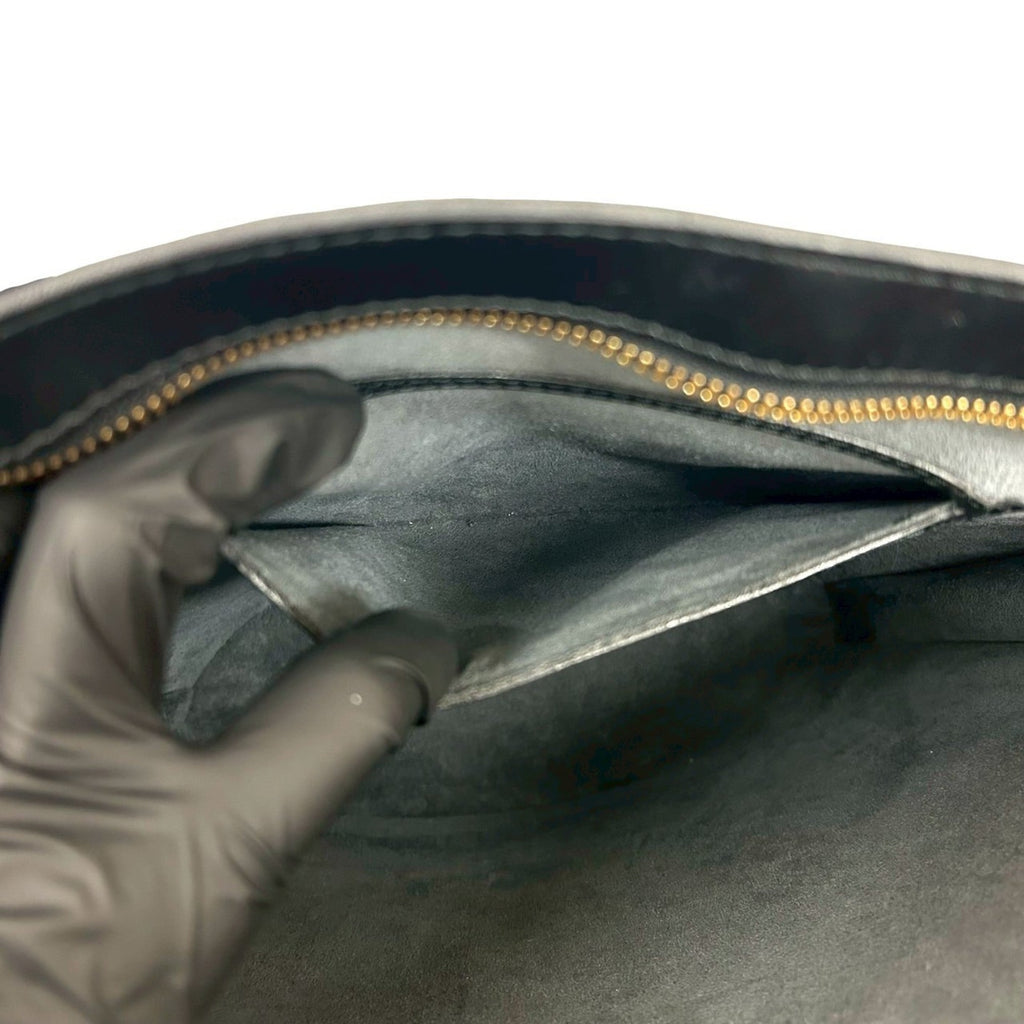 Louis Vuitton Black Leather Handbag Tote Bag