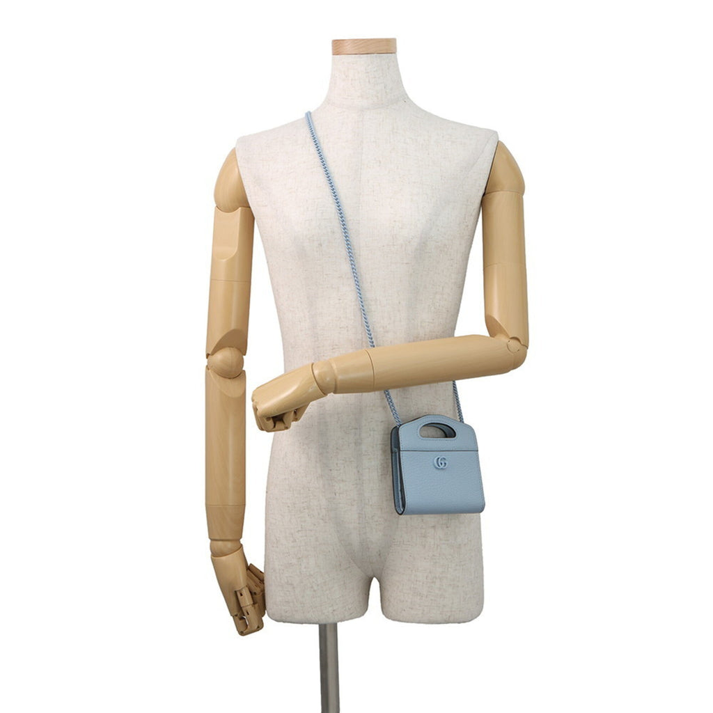 Gucci Light Blue Leather Chain/Shoulder Wallet (Pre-Owned)