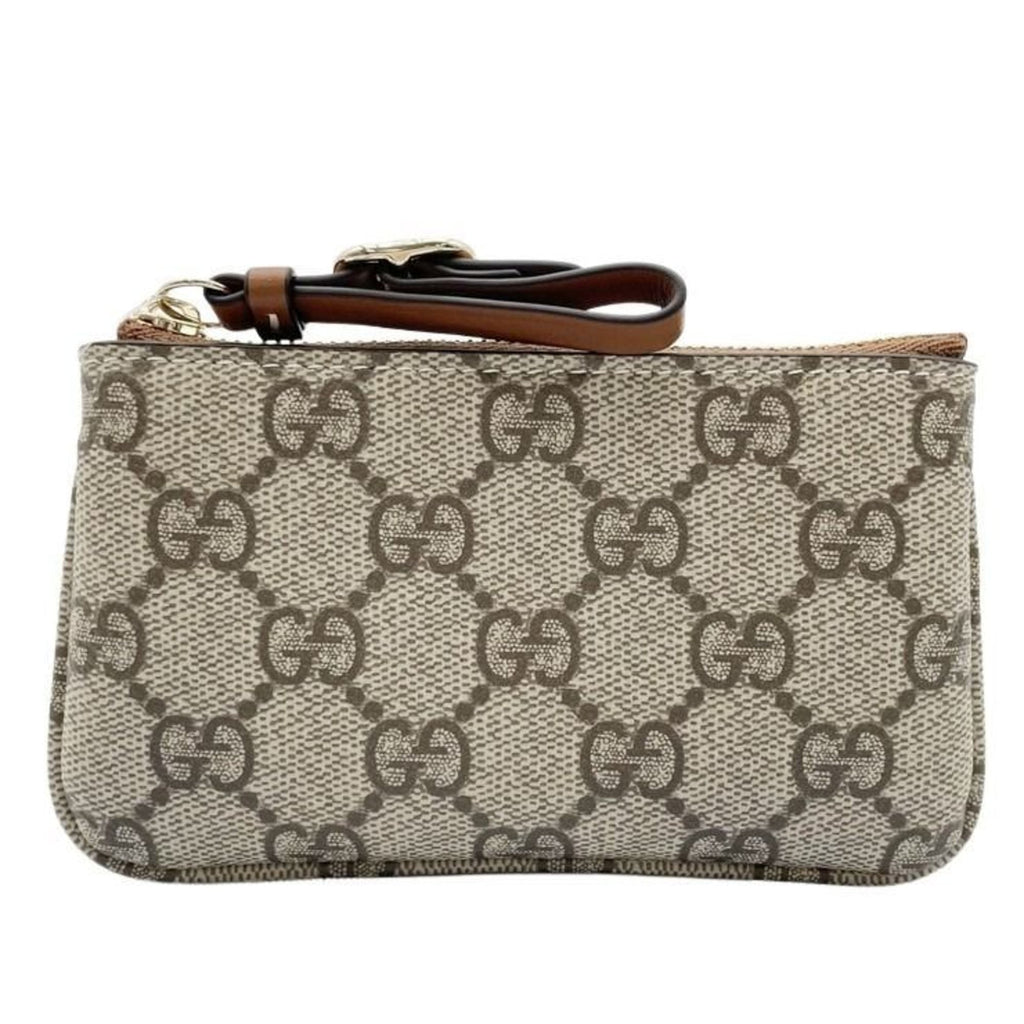 Gucci Gg Supreme Beige Brown Pvc Leather/Webbing Coin Purse/Coin Case (Pre-Owned)