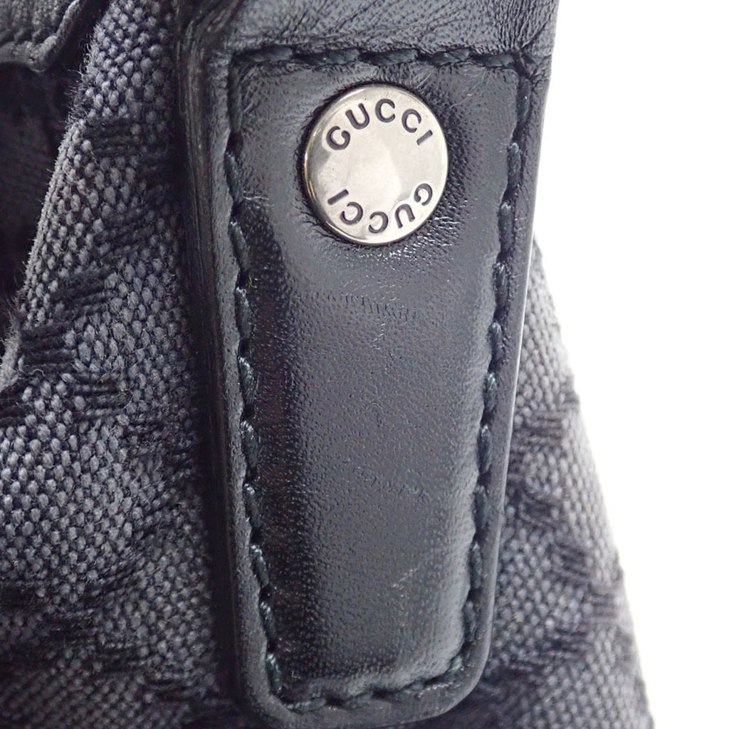 Gucci Black Leather Canvas Shoulder Bag (Pre-Owned)