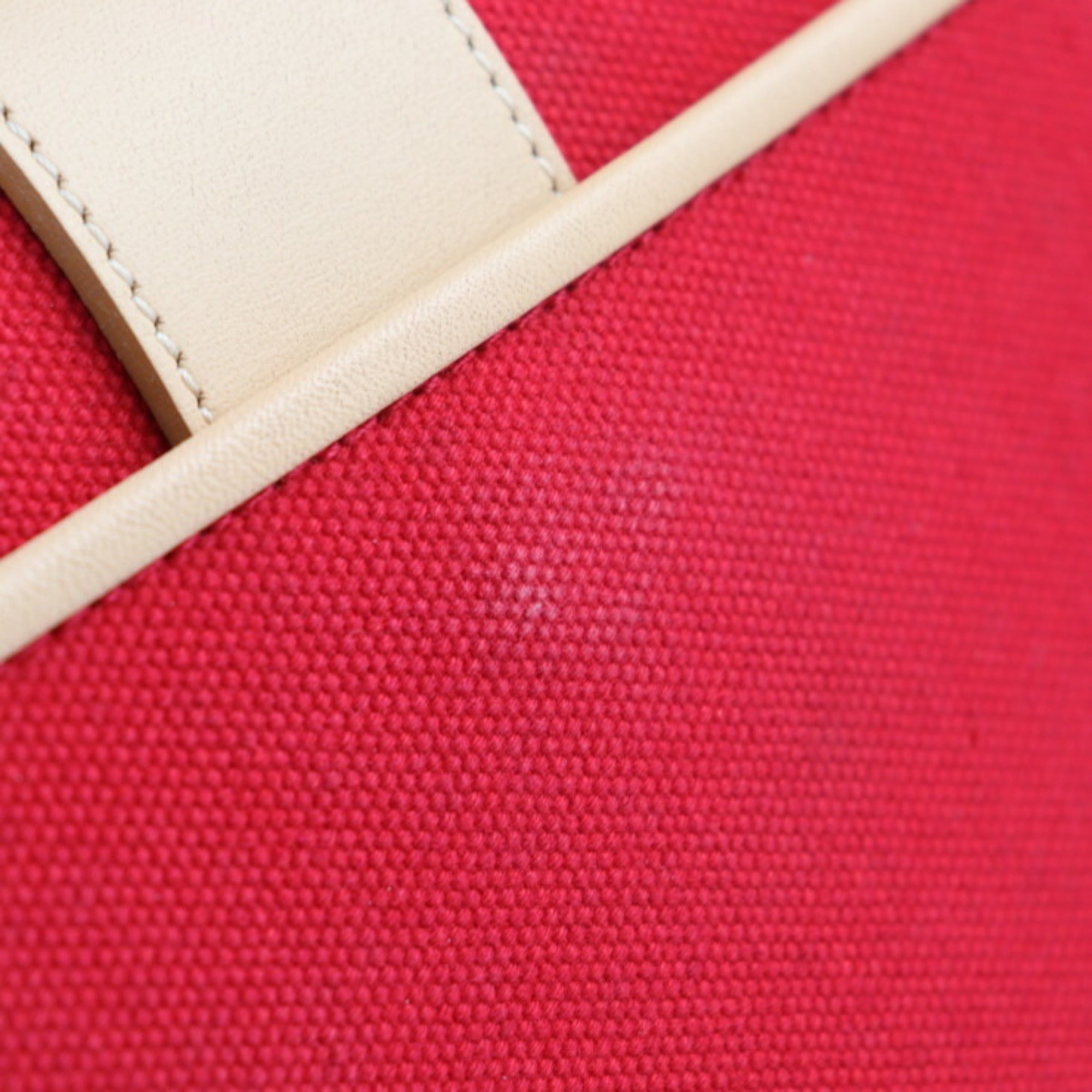 Burberry Beige Red Color Canvas Leather Handbag Shoulder Bag Tote Bag