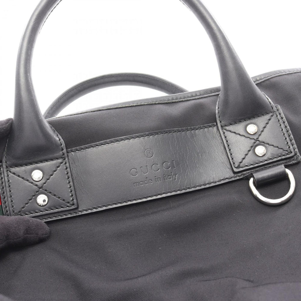 Gucci Black Nylon Leather Handbag Tote Bag (Pre-Owned)