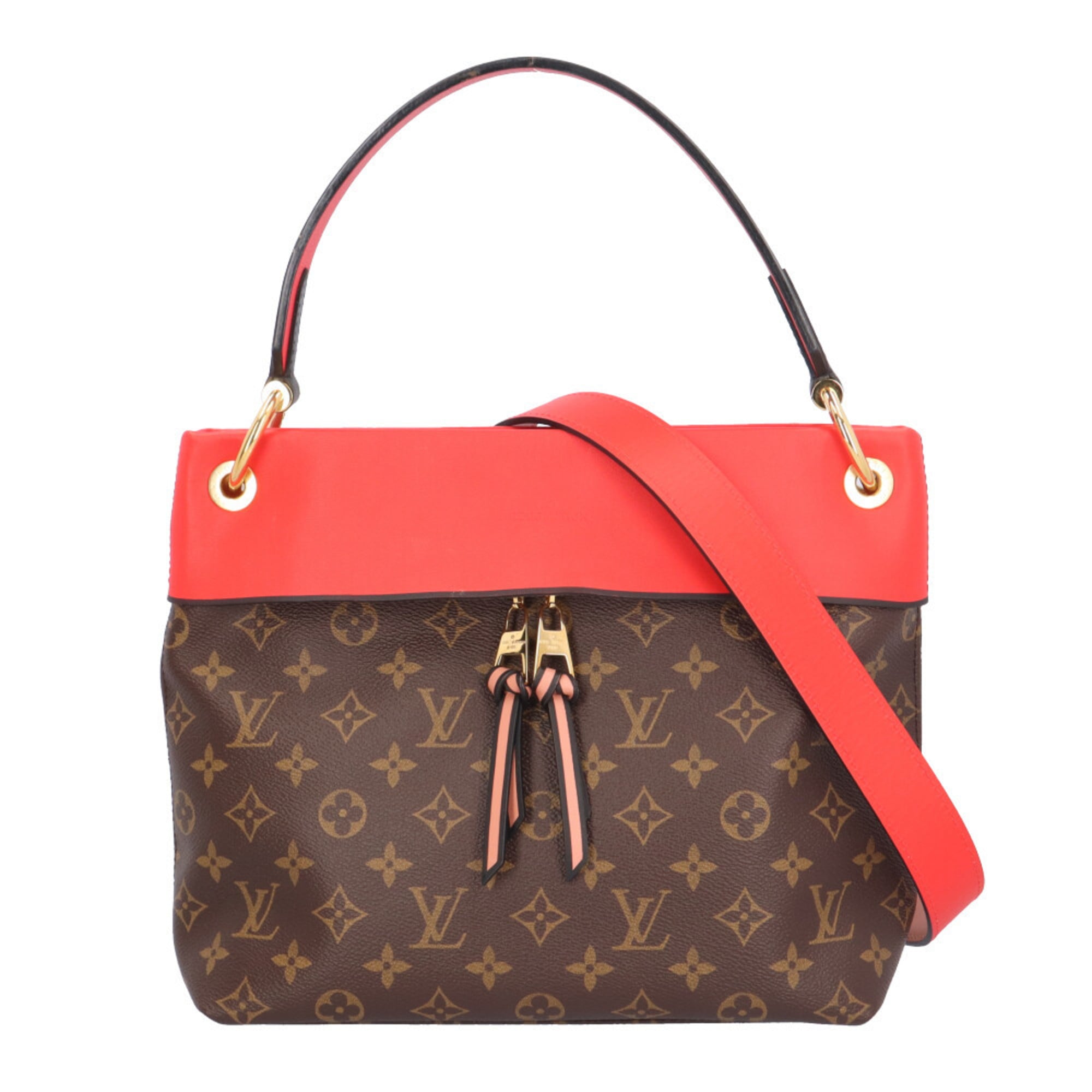 Louis Vuitton Brown Red Color Monogram Canvas Shoulder Bag