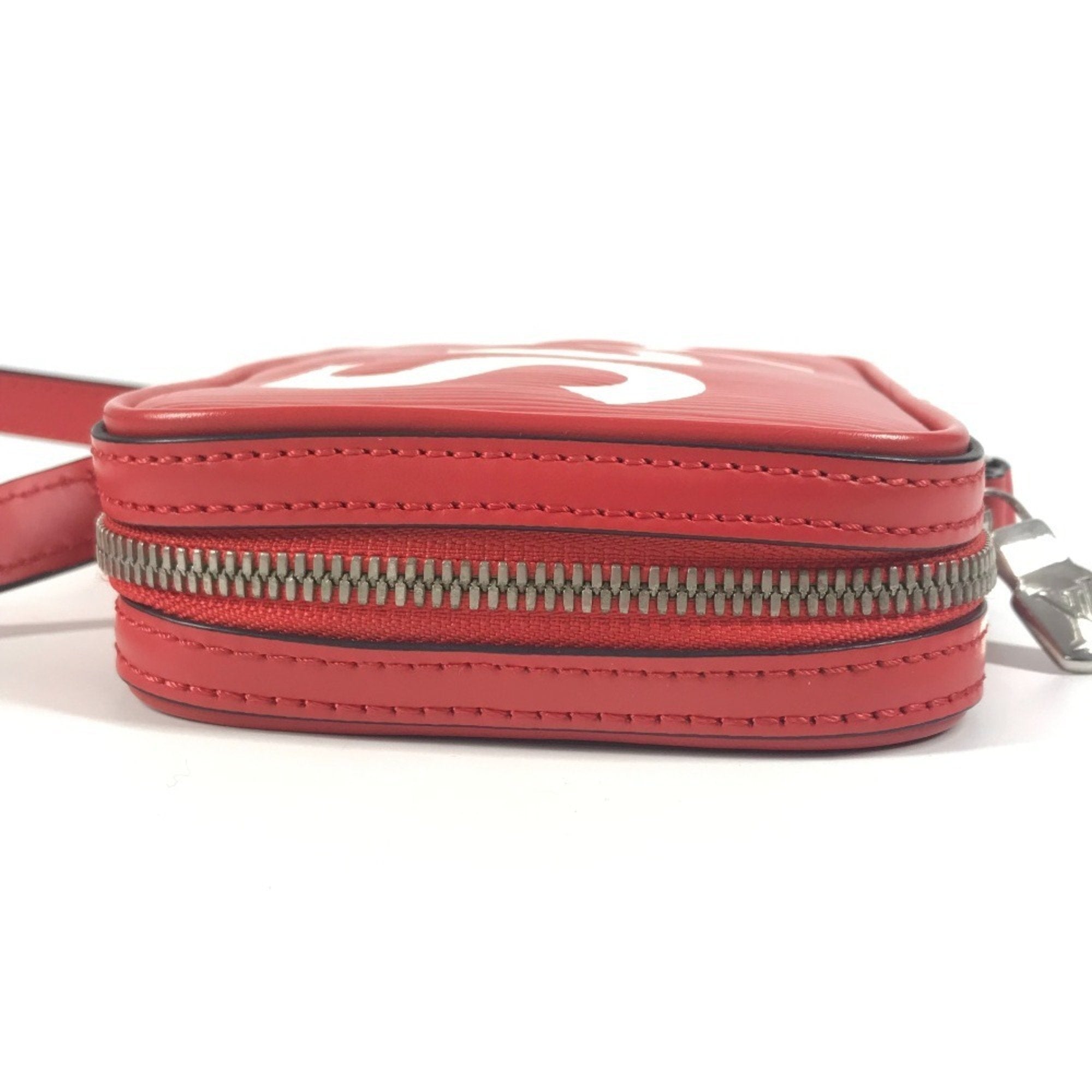 Louis Vuitton Red Color White Epi Leather Pochette Shoulder Bag