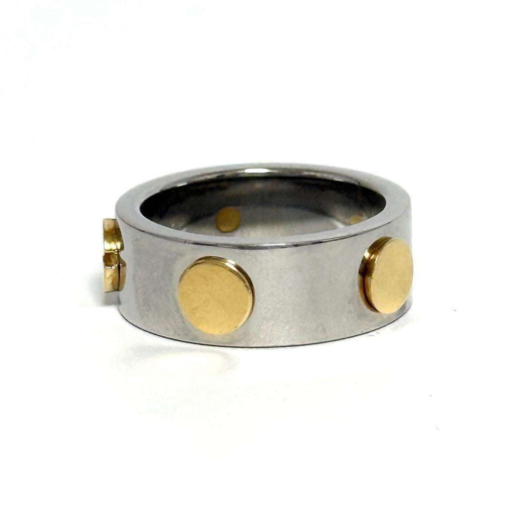 Gucci Stainless Steel Yellow Gold Band Ring (Pre-Owned)