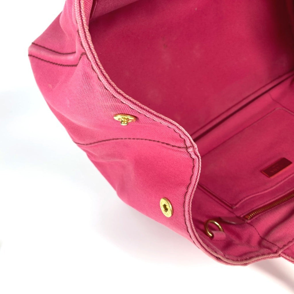 Prada Pink Canvas Handbag Tote Bag