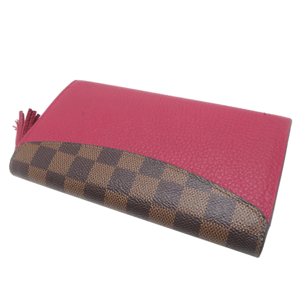 Louis Vuitton Red Color Damier Canvas Leather Long Wallet
