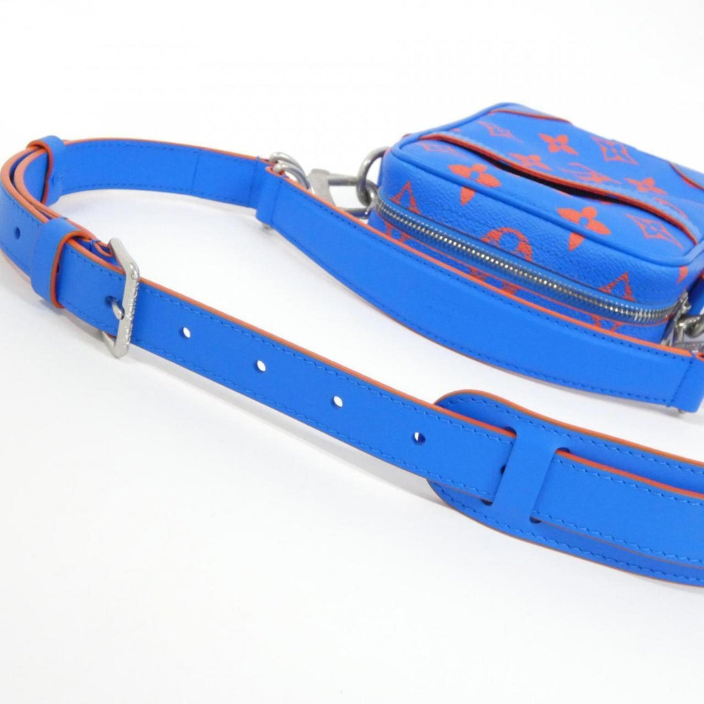 Louis Vuitton Monogram Blue Red Color Coated Canvas Handbag
