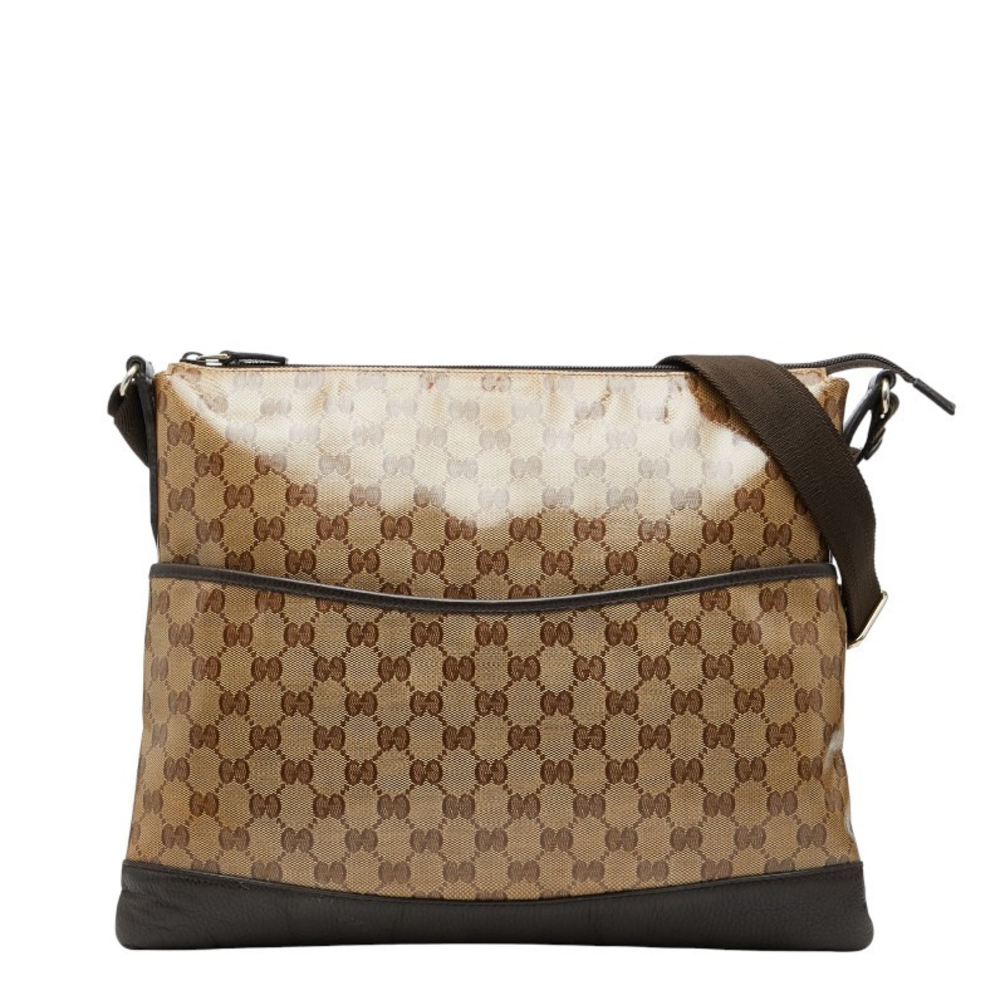 Gucci Beige Brown Pvc Leather Shoulder Bag (Pre-Owned)