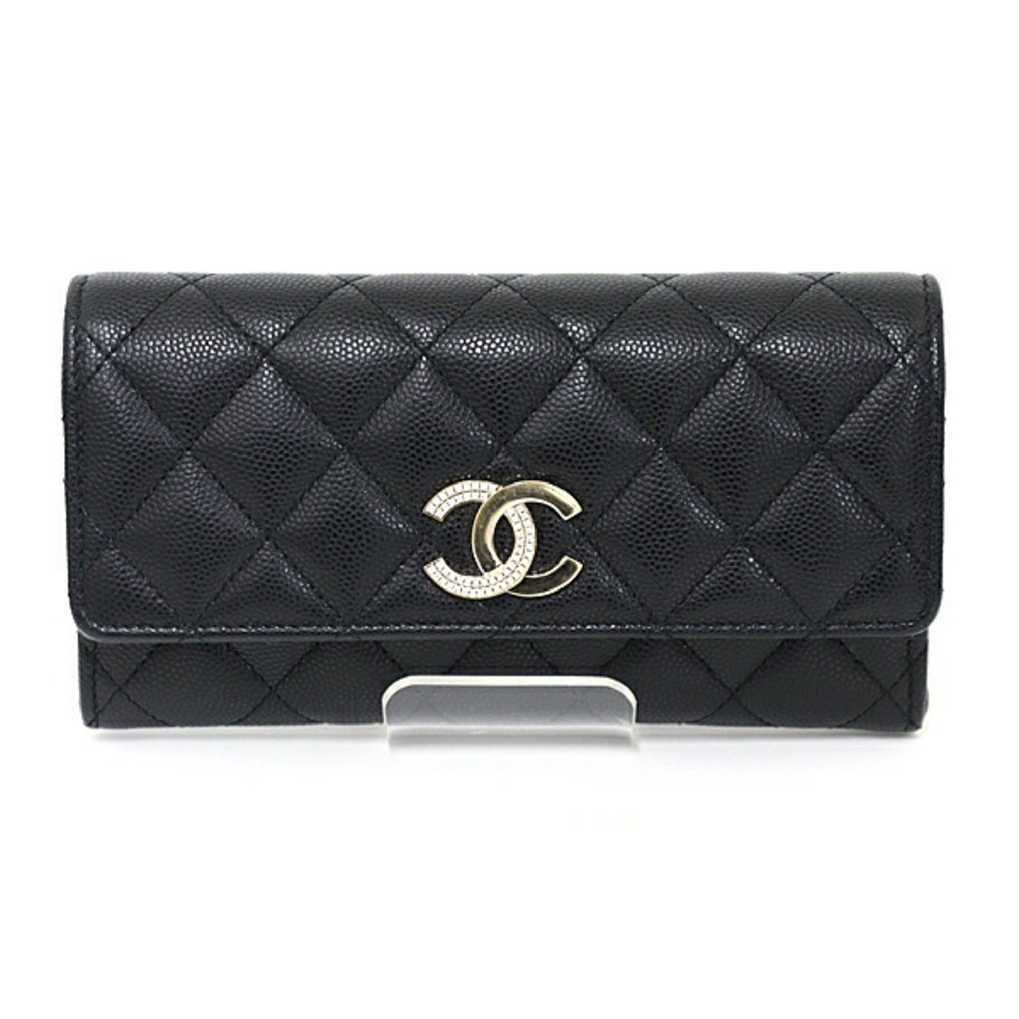 Chanel Black Grained Calfskin Wallet (Bi-Fold)