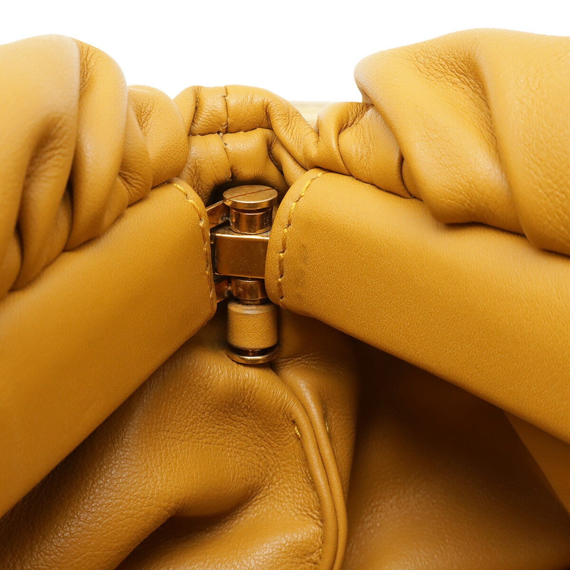 Bottega Veneta Mustard Yellow Leather Pouch Shoulder Bag