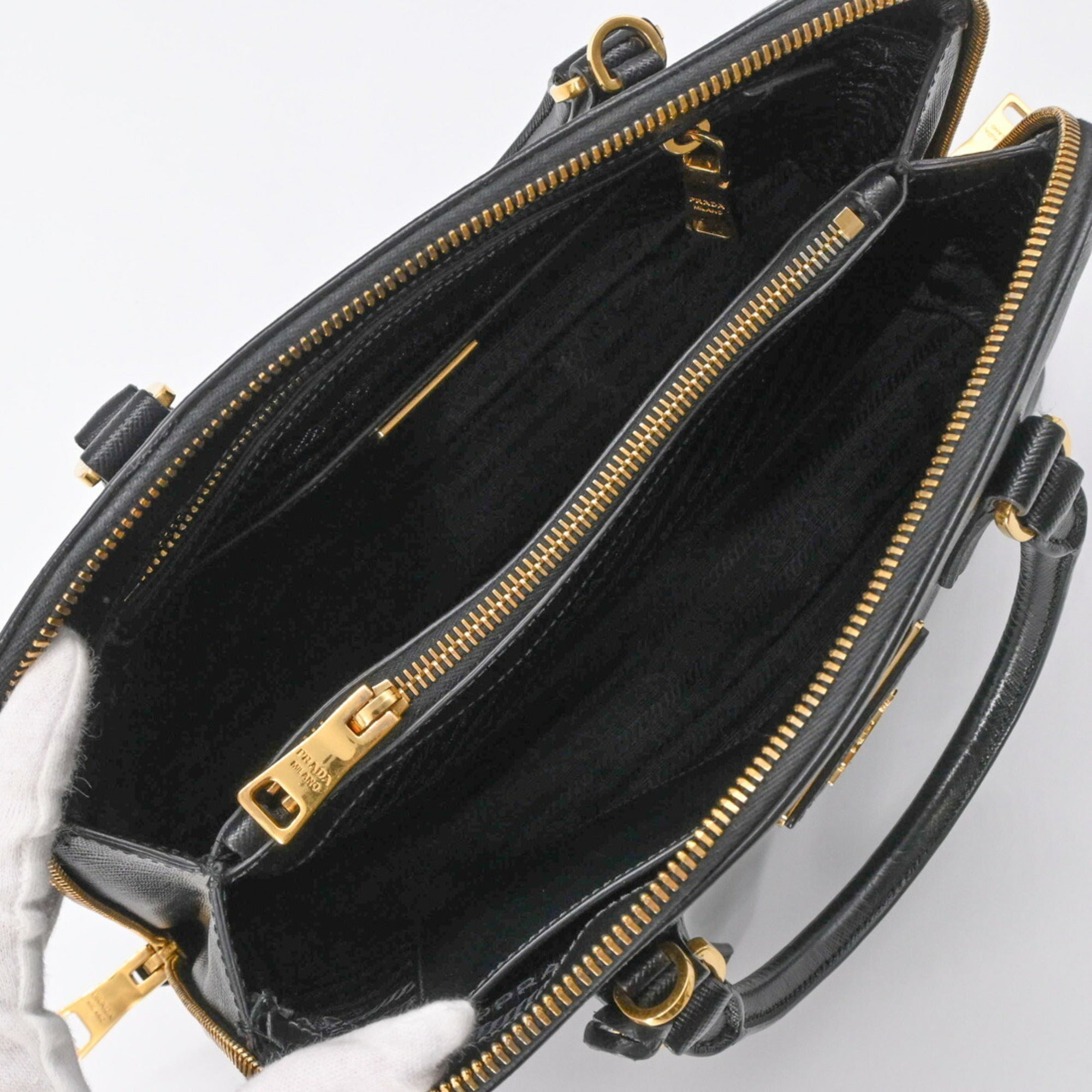 Prada Black Saffiano Triangle Handbag