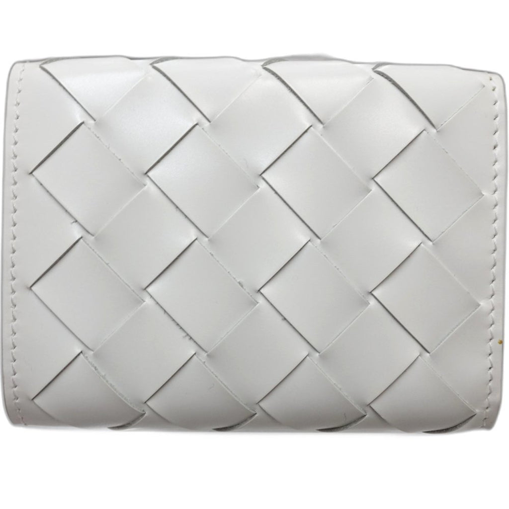 Bottega Veneta Intrecciato White Leather Wallet (Tri-Fold)