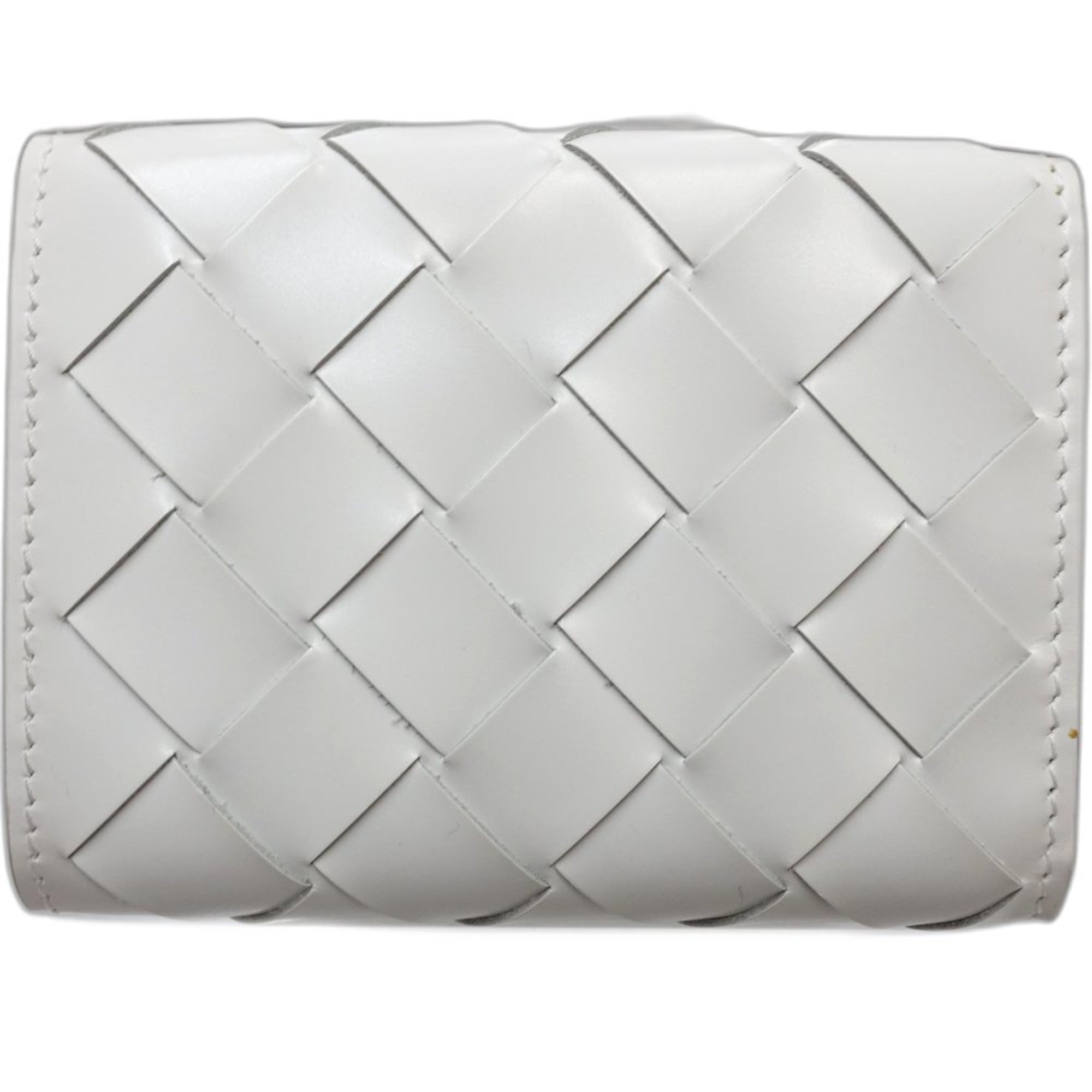 Bottega Veneta Intrecciato White Leather Wallet (Tri-Fold)