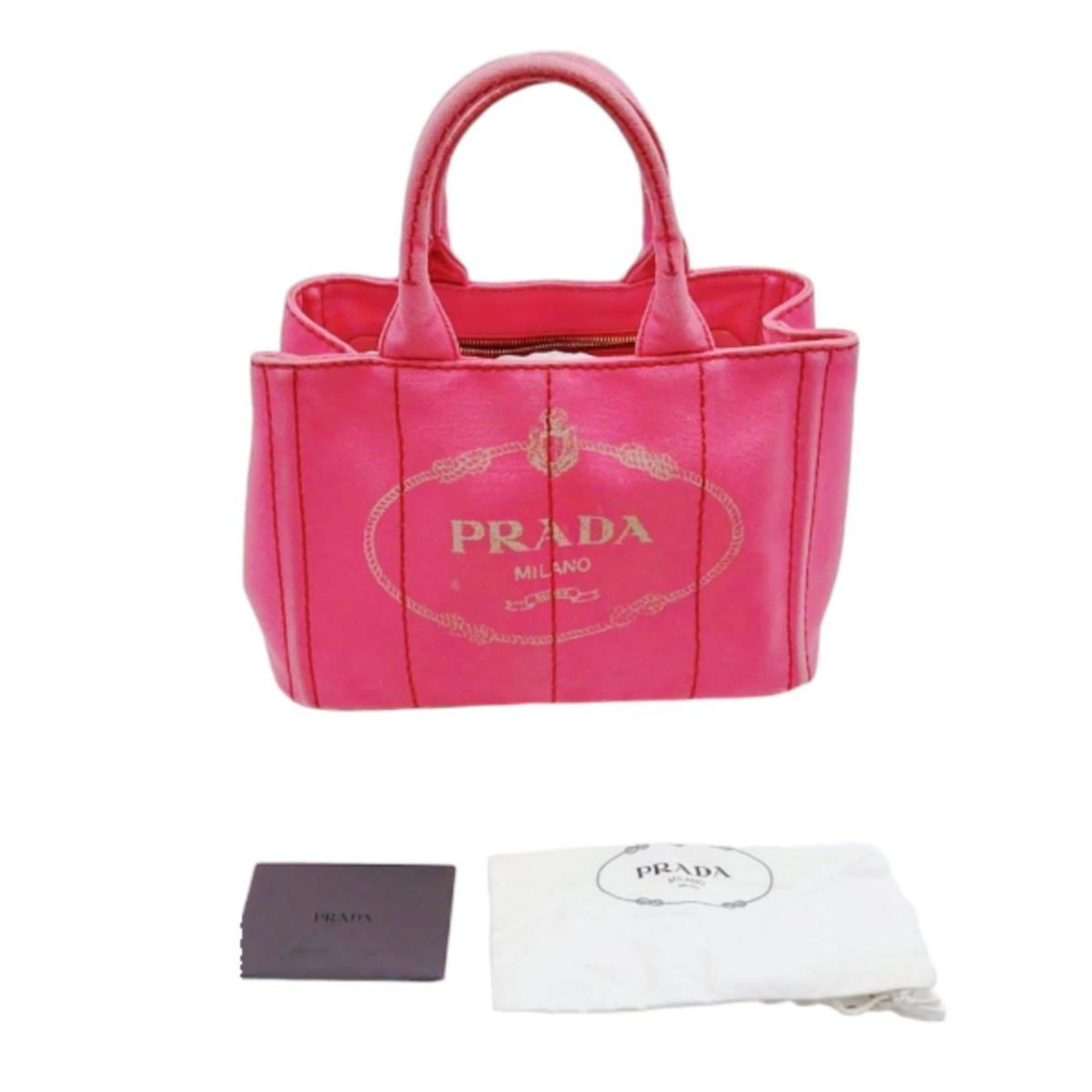 Prada Pink Canvas Tote Bag