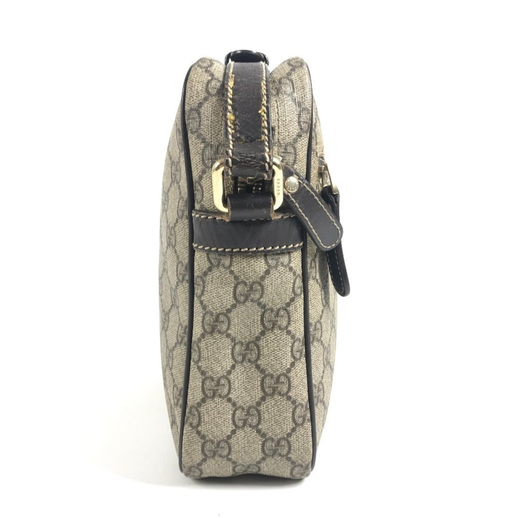 Gucci Beige Dark Brown Gg Supreme Canvas Leather Pochette Shoulder Bag (Pre-Owned)