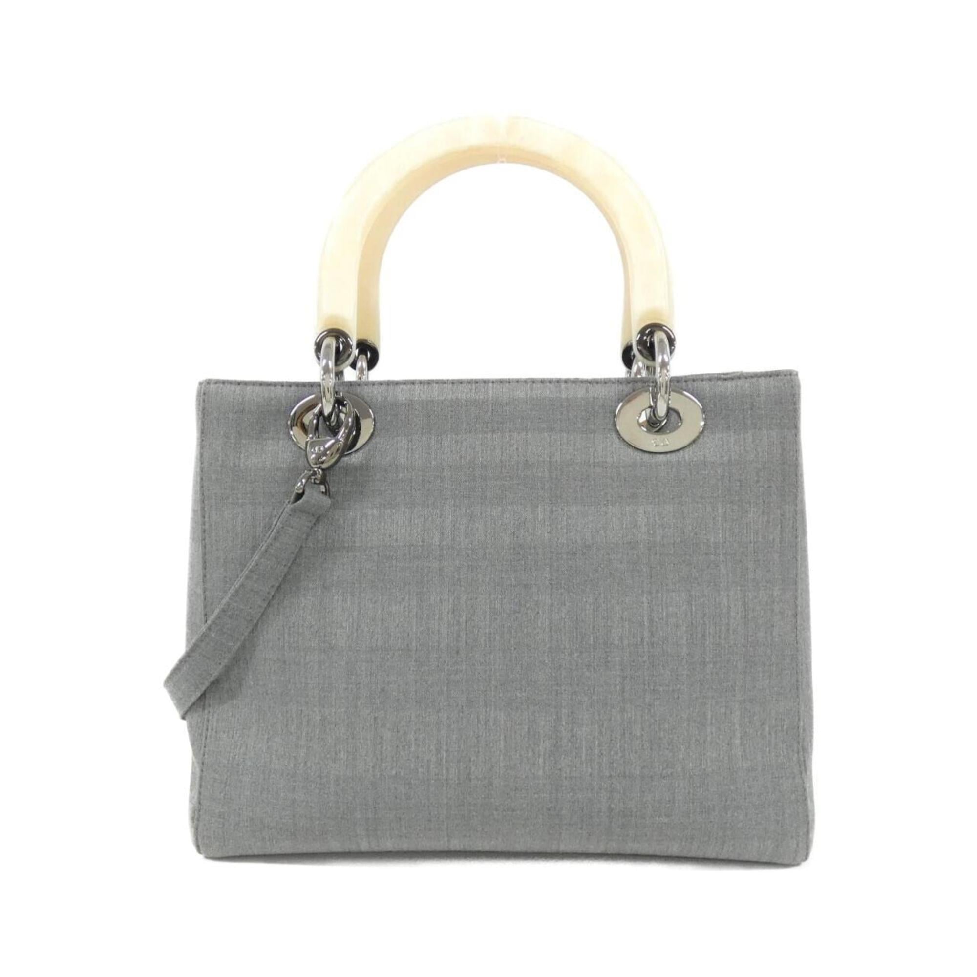 Christian Dior Beige Gray Canvas Handbag (Pre-Owned)