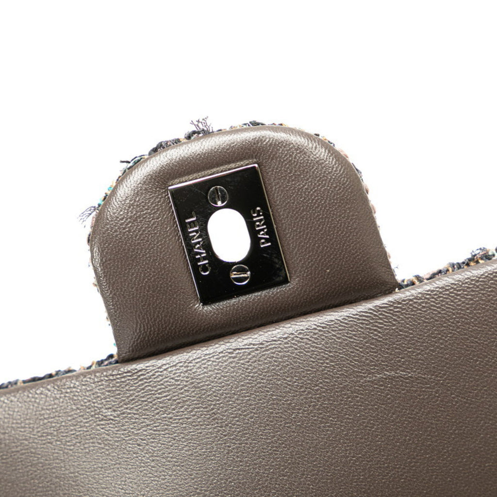 Chanel Gray Tweed Leather Shoulder Bag