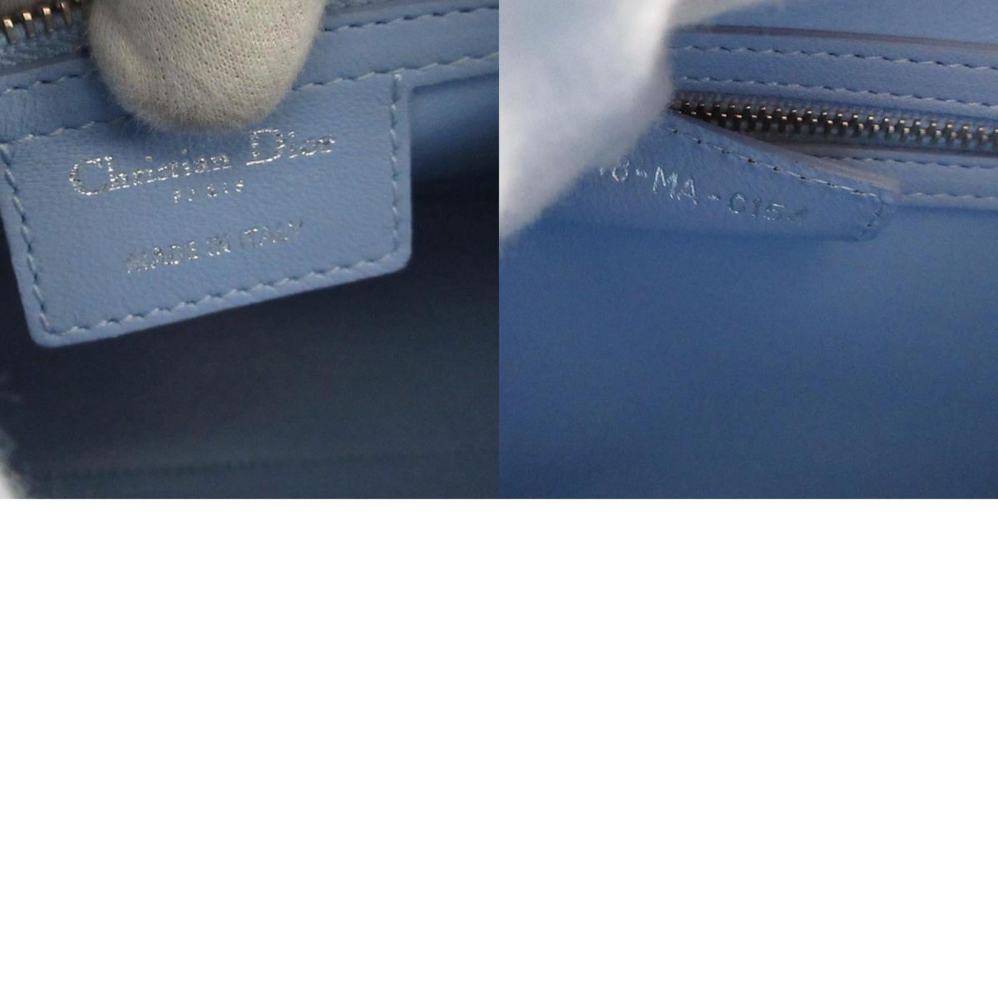 Christian Dior Black Light Blue White Leather Handbag Shoulder Bag (Pre-Owned)