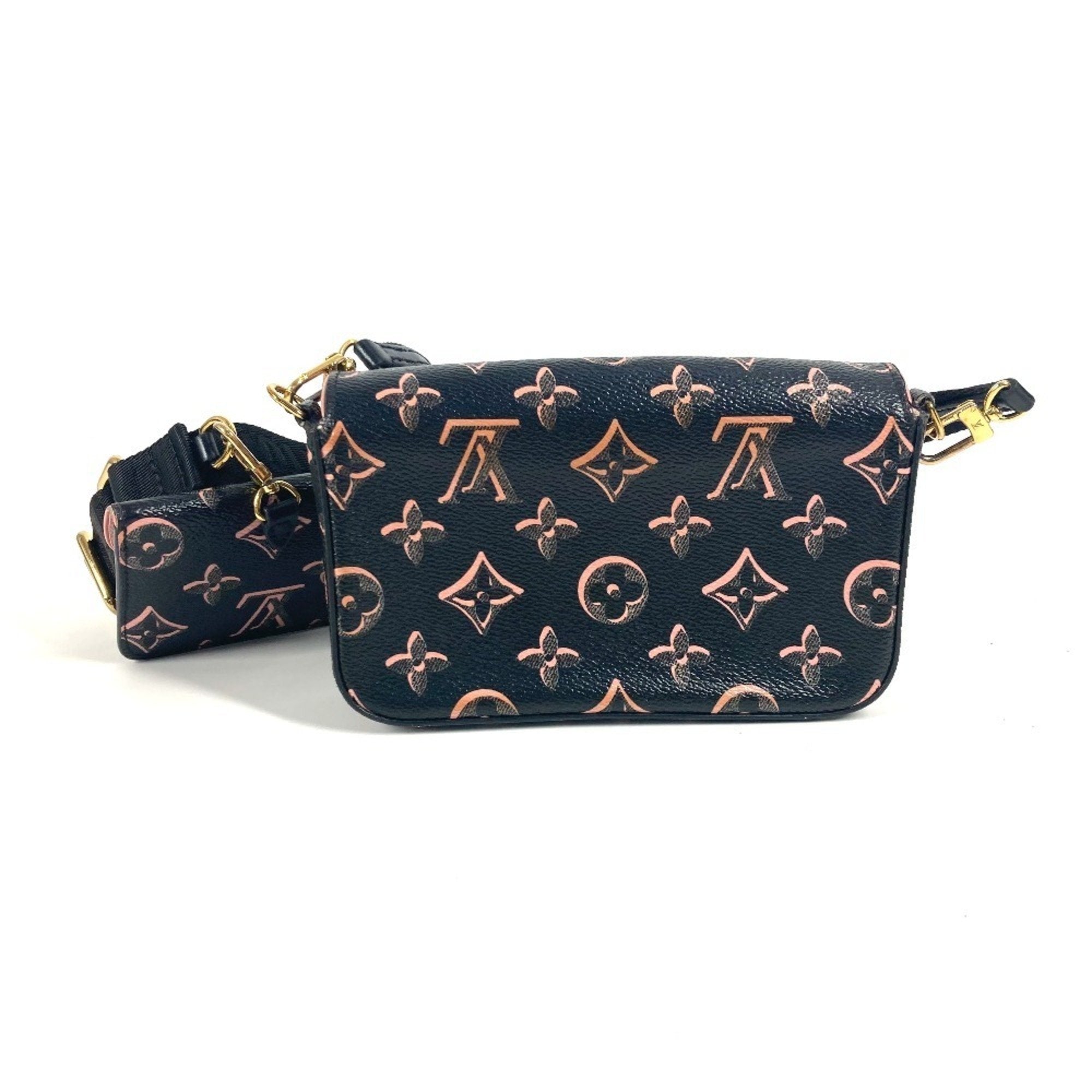 Louis Vuitton Black Pink Coated Canvas Pochette Shoulder Bag