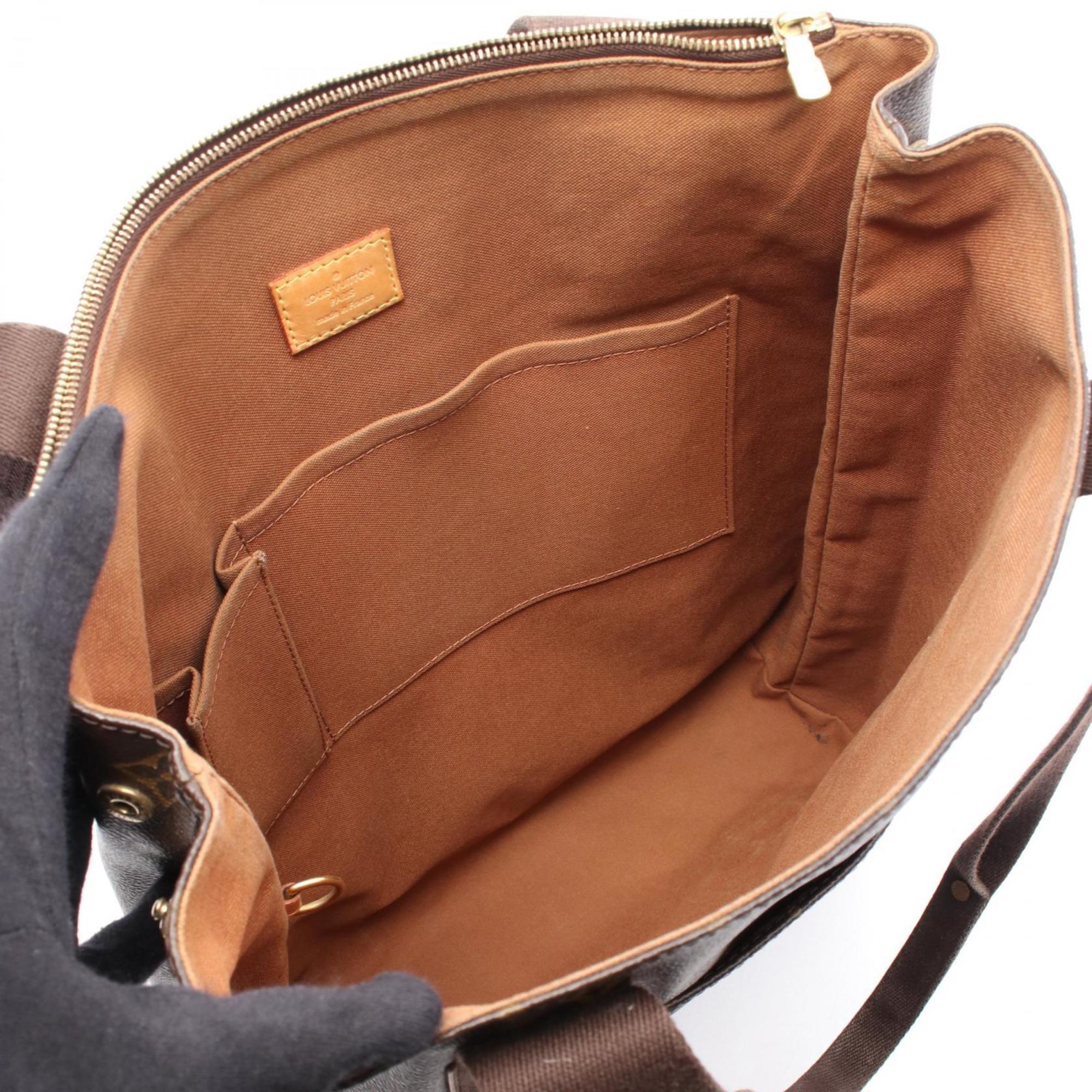 Louis Vuitton Brown Coated Canvas Leather Tote Bag