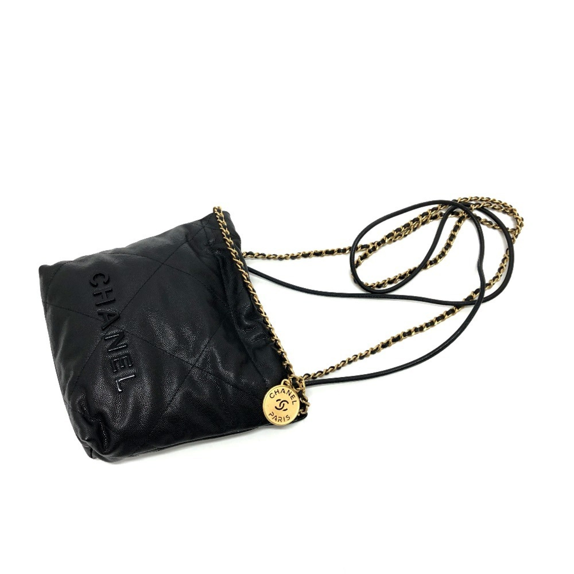 Chanel Black Grained Calfskin Shoulder Bag
