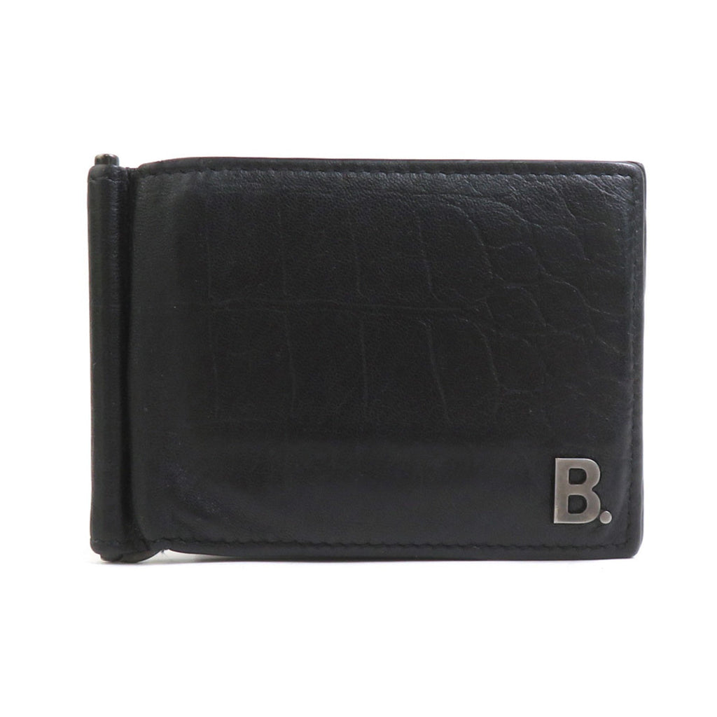 Balenciaga Black Leather Long Bill Wallet (Bi-Fold)